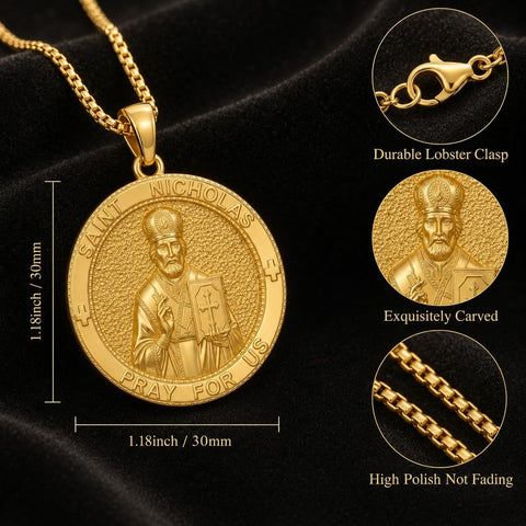 Patron Saint Medal Gold Plated Catholic Pendant Christian Religious Necklace Amulet Jewelry