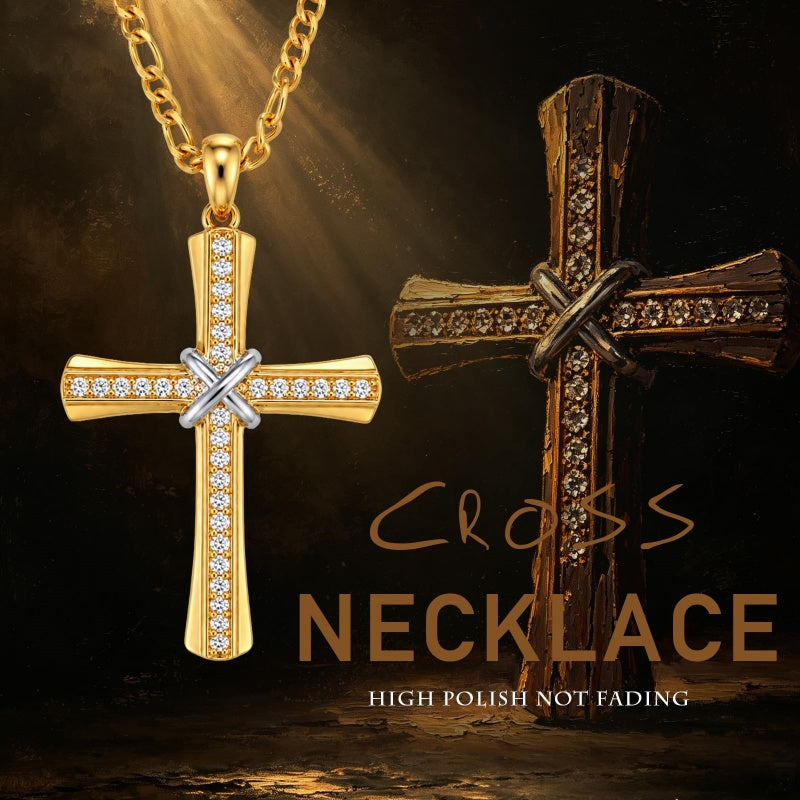 14K Gold  Plated Cross Necklace Simple Religious Jewelry Gift