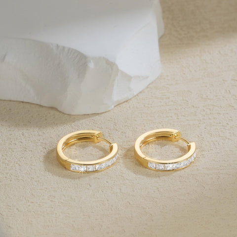 14K Gold Plated Cubic Zircon Hoop Earrings for Women