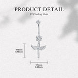 Sterling Silver Cubic Zircon Angel Wings Mermaid Tail Palm Tree Pet Paw Print Belly Button Ring