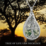 Sterling Silver Abalone Opal Shell Moss Agate Tree of Life Urn Necklaces for Ashes