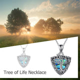 Sterling Silver Abalone Opal Shell Moss Agate Tree of Life Urn Necklaces for Ashes