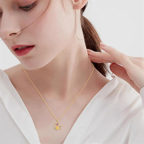 14K Yellow Gold Heart Sister Pendant Necklace