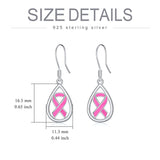 925 Sterling Silver Breast Cancer Awareness  Drop Earrings