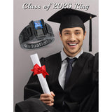 Sterling Silver Personalized  Birthstone Engraved Pattern High School College Class Ring Gift for Graduates