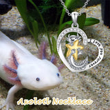 Sterling Silver Cubic Zircon Axolotl Pendant Necklace Engraved with I Love You Forever