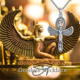 Sterling Silver Egyptian Goddess Pendant  Necklace