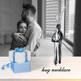 Hug Couple Necklace S925 Sterling Silver Hugging Necklace Anniversary Jewelry for Him and Her Lover Valentines Day Gift