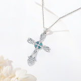 14K Gold Plated Turquoise Cross Pendant Necklace Western Jewelry for Women