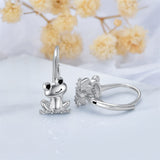 925 Sterling Silver Frog  Leverback Earrings