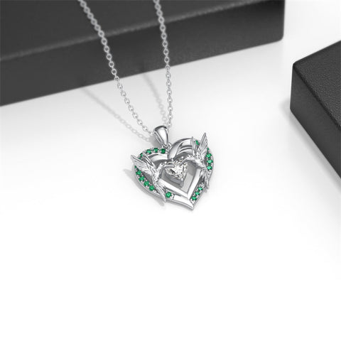 Sterling Silver Heart Dragonfly Hummingbird Pendant Necklace Jewelry Gifts for Christmas Anniversary