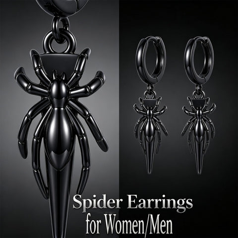 Sterling Silver Feather Arrow  Skull Spider Bat Scorpion Hoop Earrings Halloween Christmas Gift