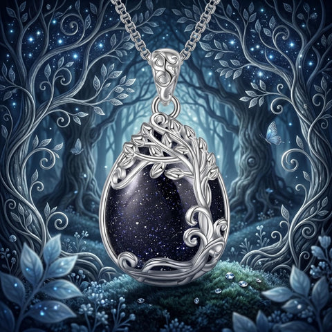 14K Gold Plated Teardrop Tree of Life Necklace for Women