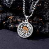 Sterling Silver Tiger Eye Eagle Lion Pendant Necklace for Men