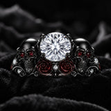 Sterling Silver 10K 14K 18K Gold Moissanite Gothic Black  Engagement Wedding Ring  for Women