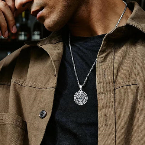 Sterling Silver Compass Pendant Necklace Graduation Jewelry Gift