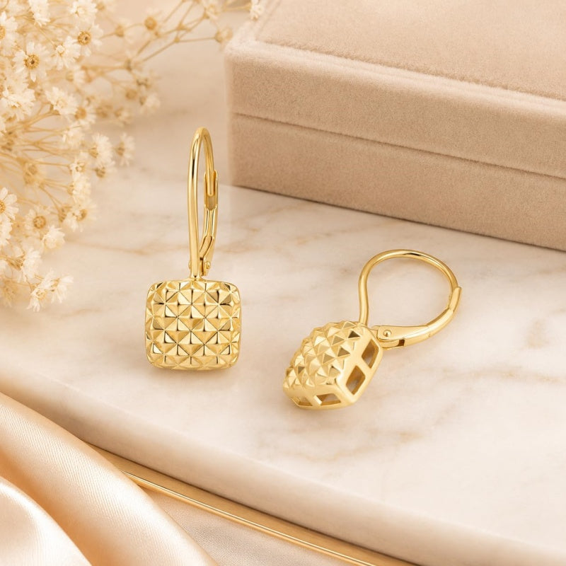 14K Gold Plated Ball Leverback Earring for Women