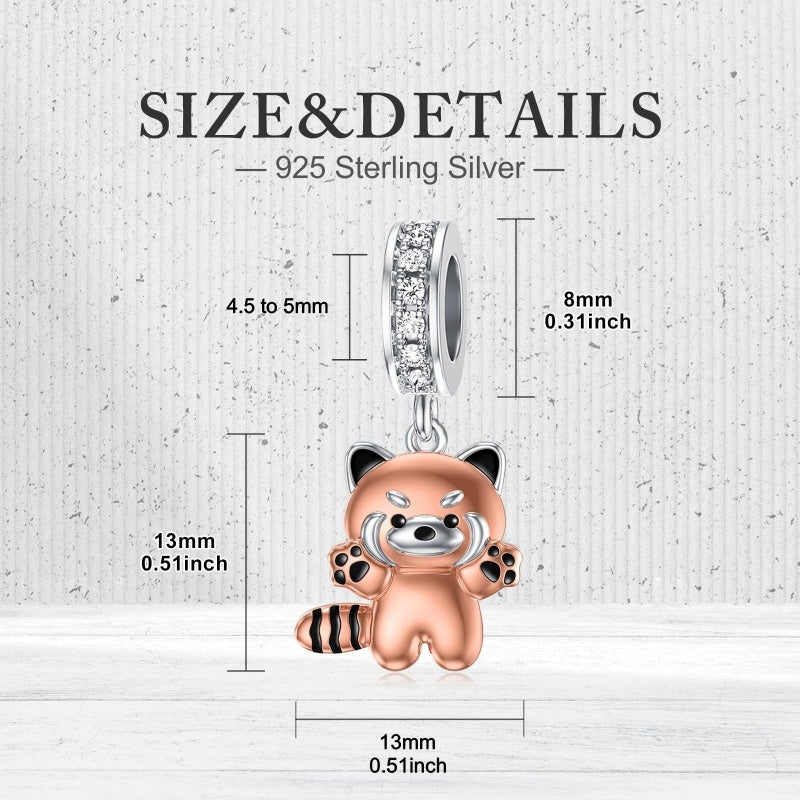 Sterling Silver Lion Red Panda Fox Bear Capybara Charm Beads Christmas Birthday Gift