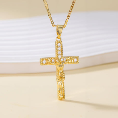 14K Gold Plated Cross Infinity  Pendant Necklace  for Women