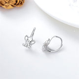 Sterling Silver Elephant Otter Leverback Earrings