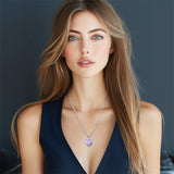 Sterling Silver Crystal Guardian Angel Caduceus Pendant Necklace