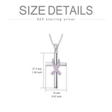 925 Sterling Silver Breast Cancer Awareness Necklace Cross Pendant Necklace Pink Ribbon Necklace Gifts for Women