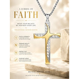 14K Gold Plated Two Tone Cross Pendant Necklace Christian Jewelry Religious Gift