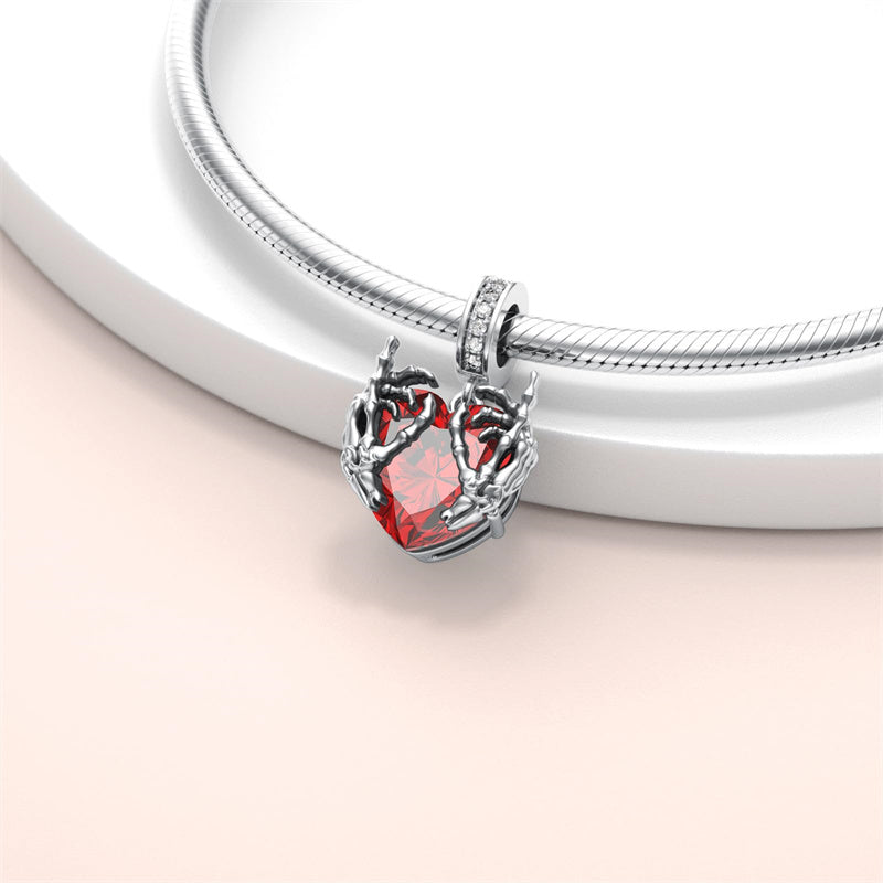 Sterling Silver Cubic Zircon Skeleton Hand Bead Charms