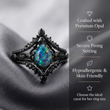 Sterling Silver 10K  14K  18K  Gold Personalized Engraved Black Opal Engagement Wedding Promise Ring for Her