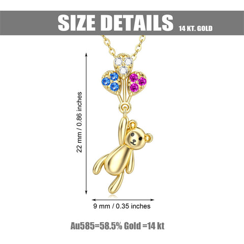 14K Yellow Gold Bear Pendant Necklace