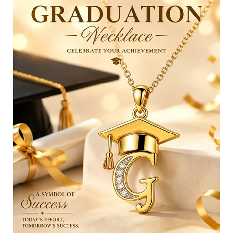 Initial  Graduation 14K Gold Plated Inspiring Grad Pendant Necklace Graduations Jewelry Gifts