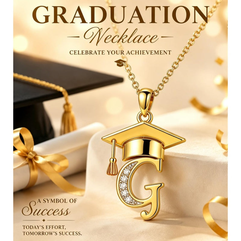 Initial  Graduation 14K Gold Plated Inspiring Grad Pendant Necklace Graduations Jewelry Gifts