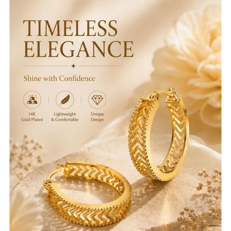 14K Gold Plated Hoop Earrings  Birthday Anniversary Jewelry Gift for Her
