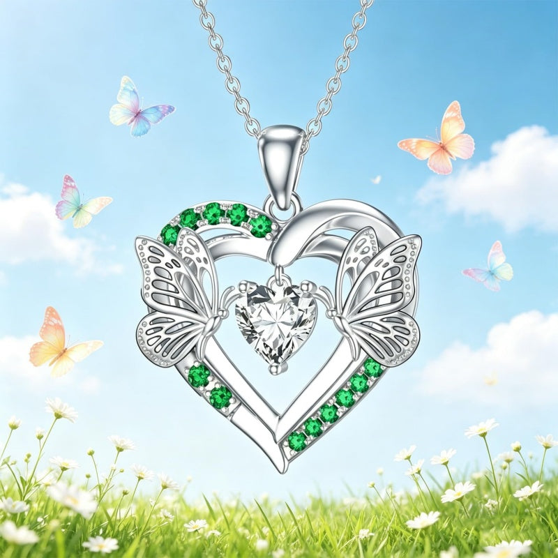 Sterling Silver Heart Bee Dragonfly Butterfly Hummingbird Sunflower Animal Pendant Necklace  Gifts for Christmas