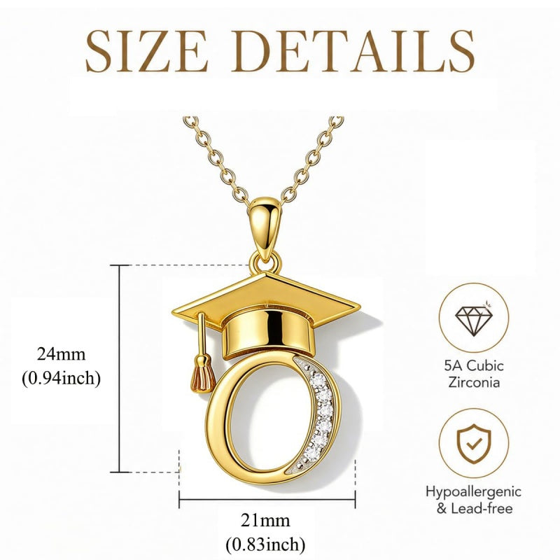 Initial  Graduation 14K Gold Plated Inspiring Grad Pendant Necklace Graduations Jewelry Gifts