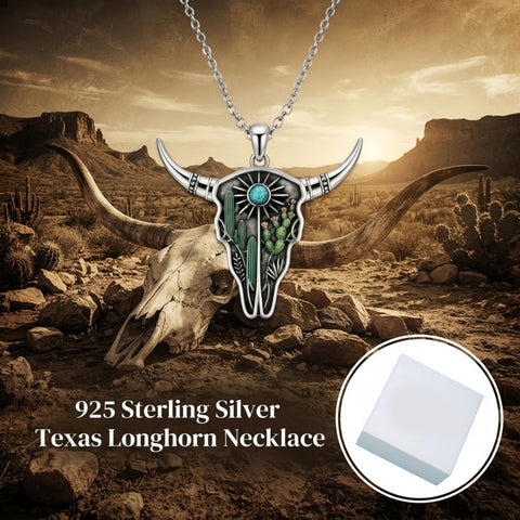 Sterling Silver  Bluebonnets Cow Skull Cowboy Hat Boot Cactus Cowgirl Texas Necklace Texas Necklace