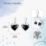 Sterling Silver Black Obsidian Snake Hummingbird Butterfly Dragonfly Leverback Earrings