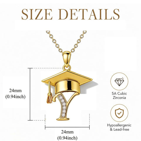 Initial  Graduation 14K Gold Plated Inspiring Grad Pendant Necklace Graduations Jewelry Gifts