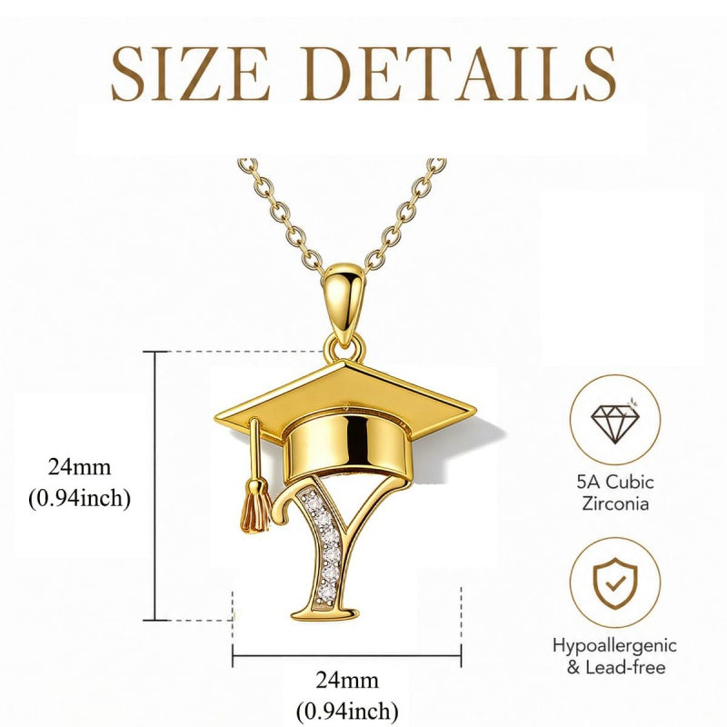 Initial  Graduation 14K Gold Plated Inspiring Grad Pendant Necklace Graduations Jewelry Gifts