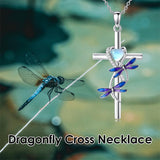 Sterling Silver Cross Moonstone Dragonfly Butterfly Bee Hummingbird Ladybug Pendant  Necklace for Women
