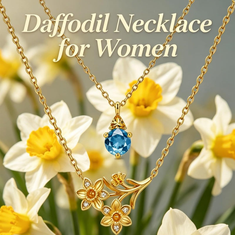 14K Gold Birthstone Birth Flower  Pendant Necklace Birthday Jewelry Gifts for Women