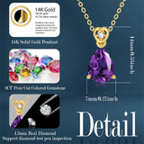 14K Gold 2 Carat Teardrop Created Birthstone with Real Diamond Pendant Necklace