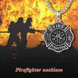 Firefighter Necklace 925 Sterling Silver Fire Dept Pendant Fire Department Jewelry for Women Men Christmas Gift