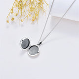 Sterling Silver Personalized Photo &Engraved Round Photo Necklace