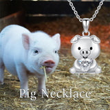 Sterling Silver 12 Month Birthstones Pig Pendant Necklace