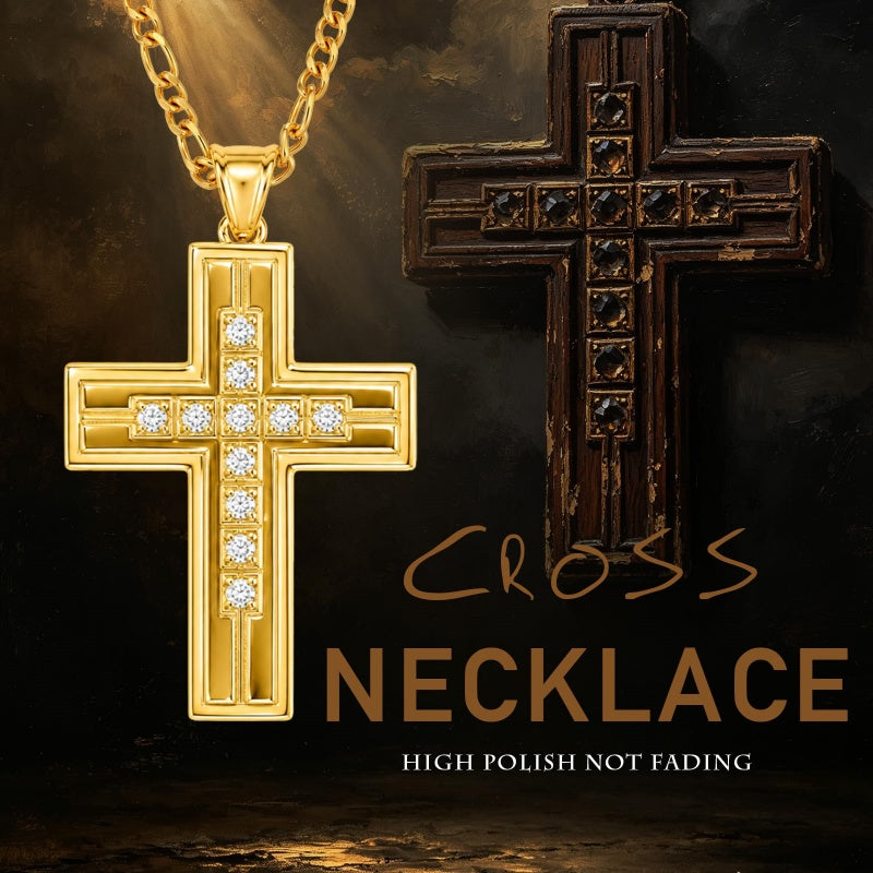 14K Gold  Plated Cross Necklace Simple Religious Jewelry Gift