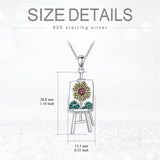 Sterling Silver Drawing Board&Sunflower Painters Pendant Necklace