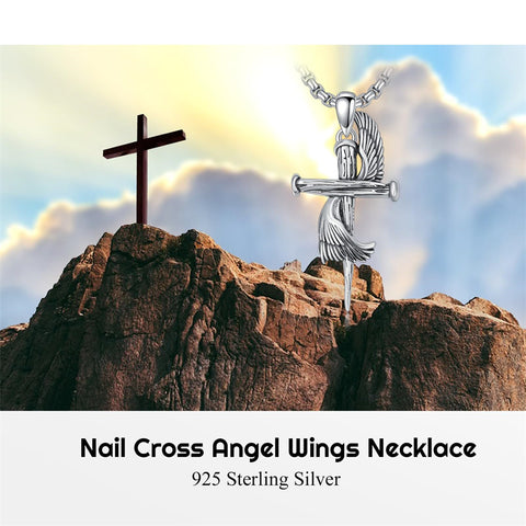 Sterling Silver 3 Nail Cross Pendant Necklace for Men