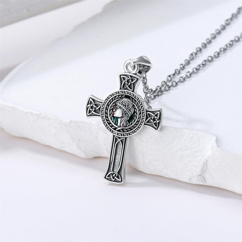 Sterling Silver Medusa Goddess Hand & Heart Ma’at Goddess Nefertiti Goddess Religious Pendant Necklace