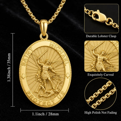 Patron Saint Medal Gold Plated Catholic Pendant Christian Religious Necklace Amulet Jewelry